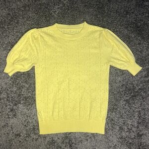 Cute Yellow Puff Sleeve Sweater Size Medium